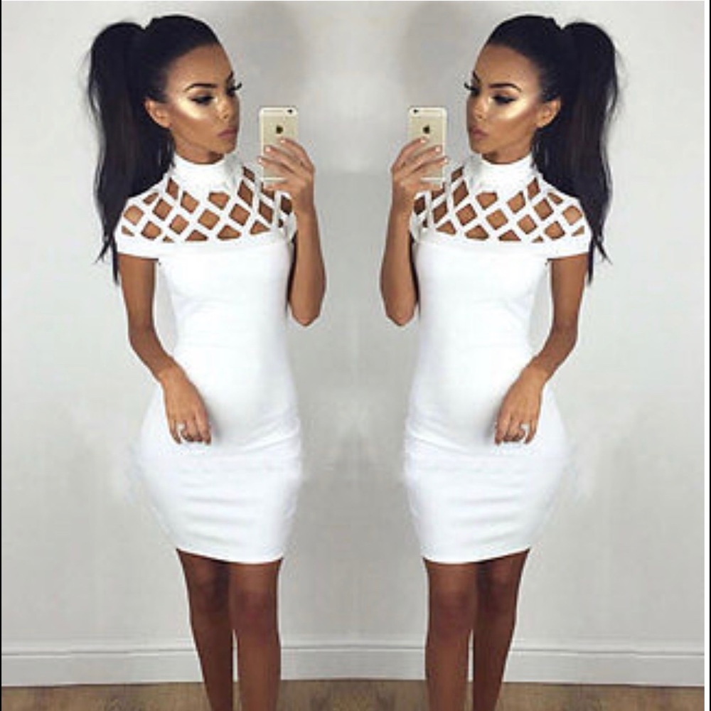 ELEGANT & SEXY WHITE BODY CON DRESS